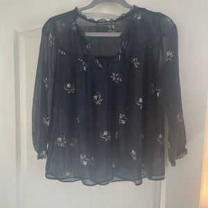 Abercrombie & Fitch Navy Floral Blouse
